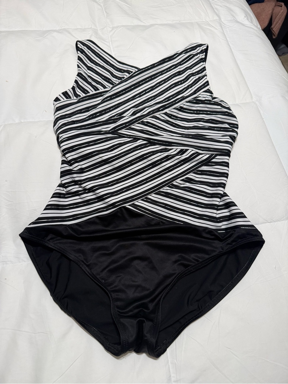 Miraclesuit size 16 16 Striped Black & White One-Piece Swimsuit